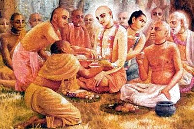 Shri Lokanatha Goswami and Bhugarbha Goswami with Mahaprabhu
