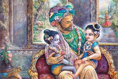 Nanda Baba with Krishna & Balarama