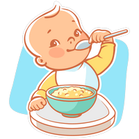 Baby eating food during Annaprashana