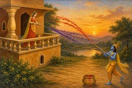 Krishna and Radha Playing Holi with Pichakari