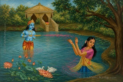 Krishna Radha Playing Holi