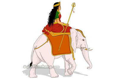 Departure of Durga on Elephant