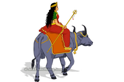 Departure of Durga on Buffalo