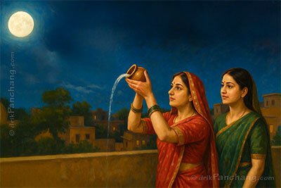 Women giving Purnima Arghya