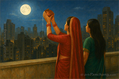 Women giving Arghya on Purnima