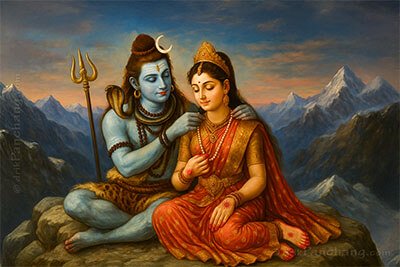 Lord Shiva Adorning Goddess Parvati with Necklace