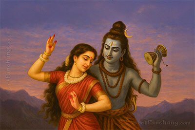 Lord Shiva dancing with Goddess Parvati