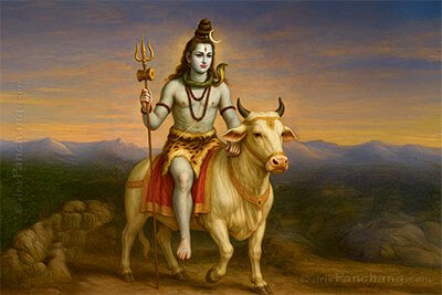 Lord Shiva riding on Nandi