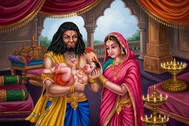 Bal Hanuman with Anjana and Kesari