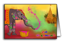 Elephant playing Holi