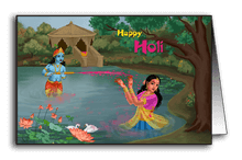 Krishna Radha playing Holi