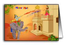 Krishna riding elephant on Holi