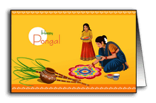 Lady drawing Kolam for Pongal