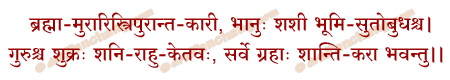 Navagraha Prarthana Mantra in Hindi
