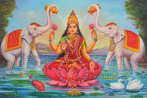 Goddess Lakshmi sitting on Lotus