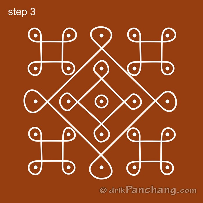 Line Rangoli 5x5 5x5 Dot Rangoli | 5x5 Dot Rangoli Design | 5x5 Dot Rangoli Designs ...