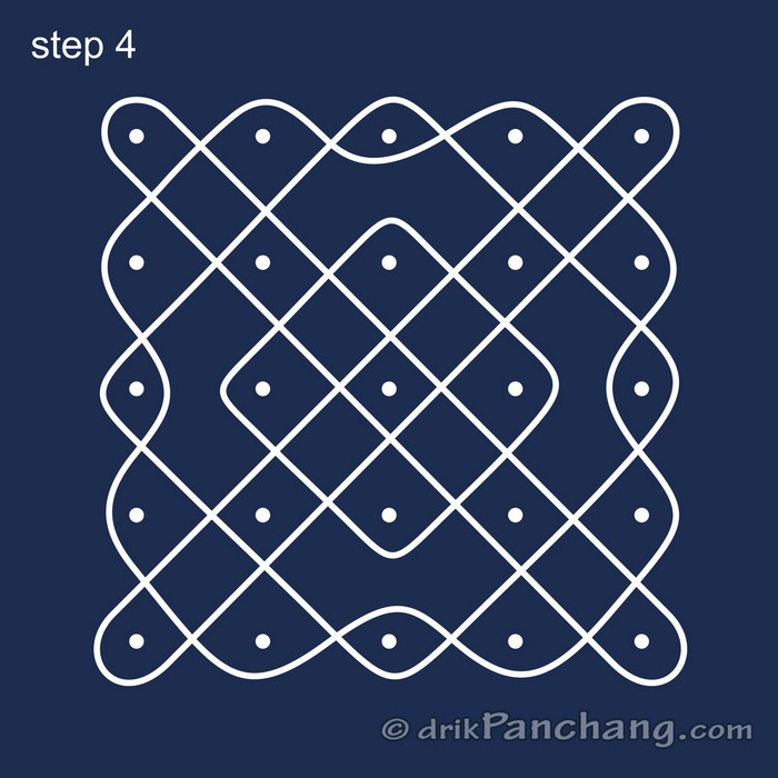 Line Rangoli 5x5 5x5 Dot Rangoli | 5x5 Dot Rangoli Design | 5x5 Dot Rangoli Designs ...