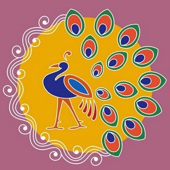 Peacock Rangoli Design | Rangoli Designs - Peacock Rangoli 13