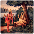 Hanuman Ji Giving Mudrika to Sita Mata