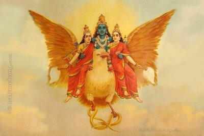 Lord Vishnu on Garuda
