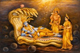 Lord Vishnu waking up from Yogic Sleep