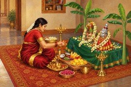 Woman performing Kedar Gauri Puja